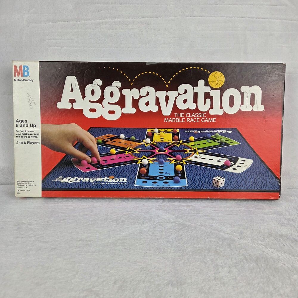 Vintage 1989 Aggravation Marble Race Board Game Milton Bradley Complete